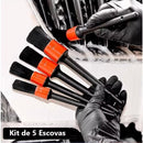Kit 5 Peças Pincéis e Escovas de Limpeza Multifuncional – Ideal para Rodas, Interior e Couro Automotivo! - AutosXpress