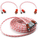 Kit Som Automotivo: 1 Cabo RCA 5m + 2 Y Dupla Blindagem Injetado Vermelho 4mm - AutosXpress