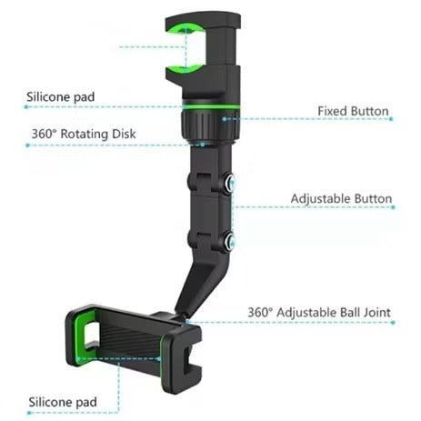 Suporte Multifuncional Carro Espelho Retrovisor GPS para celular automóvel - AutosXpress